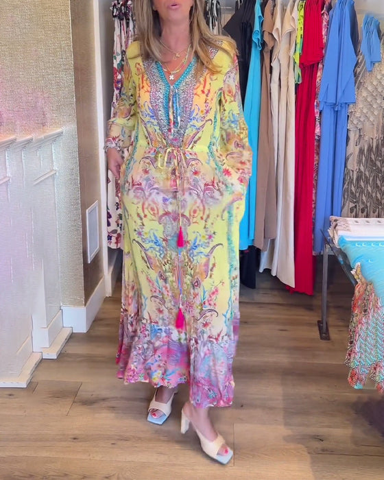 Sukienka z długim rękawem i nadrukiem