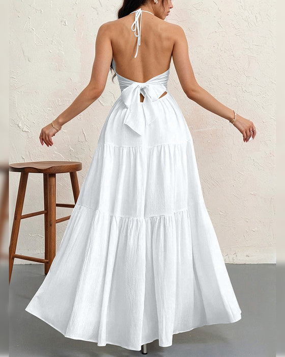 Sukienka Moda Gładki Halter