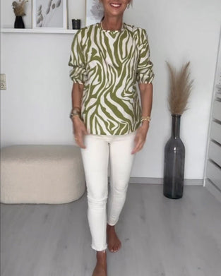 Bluzka z okrągłym dekoltem w zebry