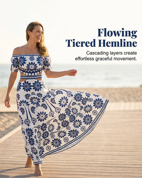Sukienka Off-Shoulder Kwiatowy Wycięcie