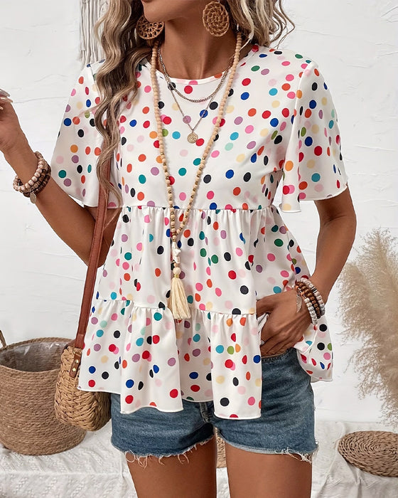 Bluza Kolorowy Polka Dot Babydoll