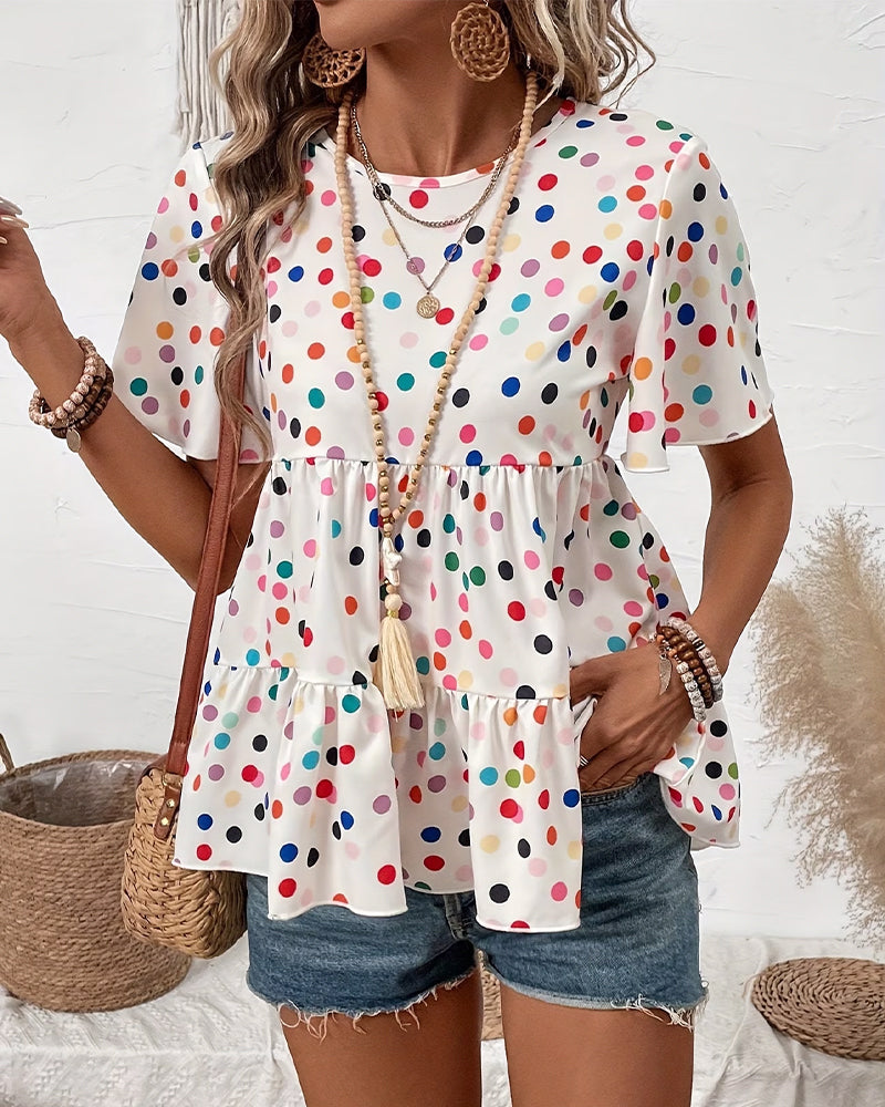 Bluza Kolorowy Polka Dot Babydoll