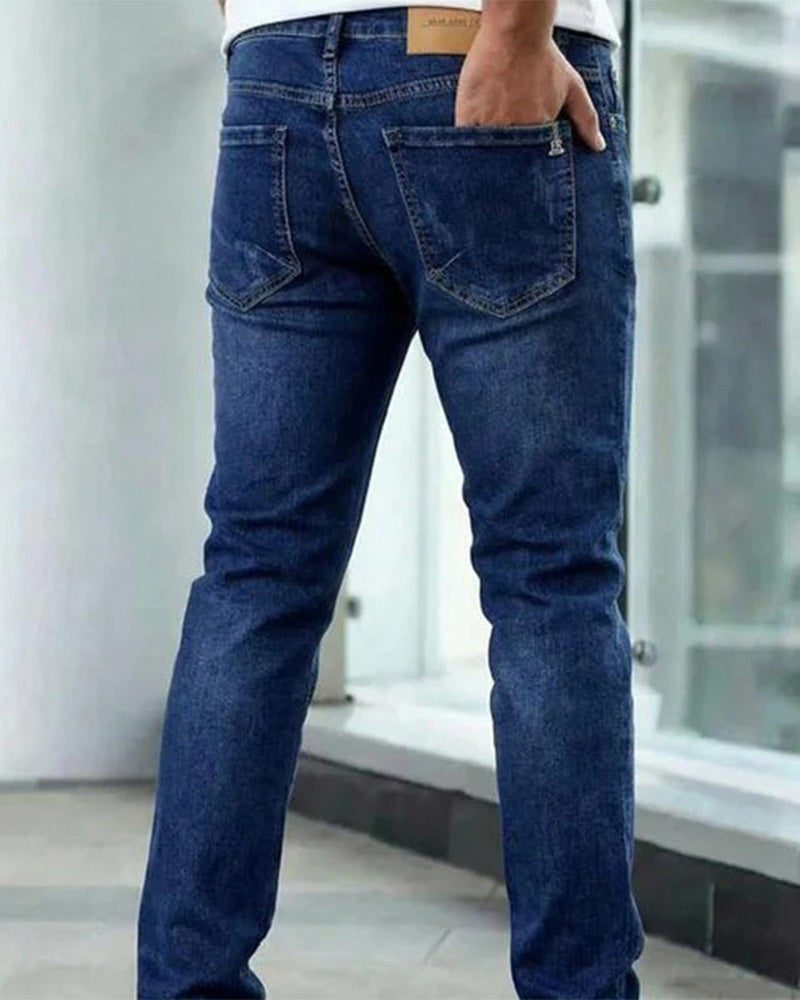 Jeans Męskie Casual Gładki