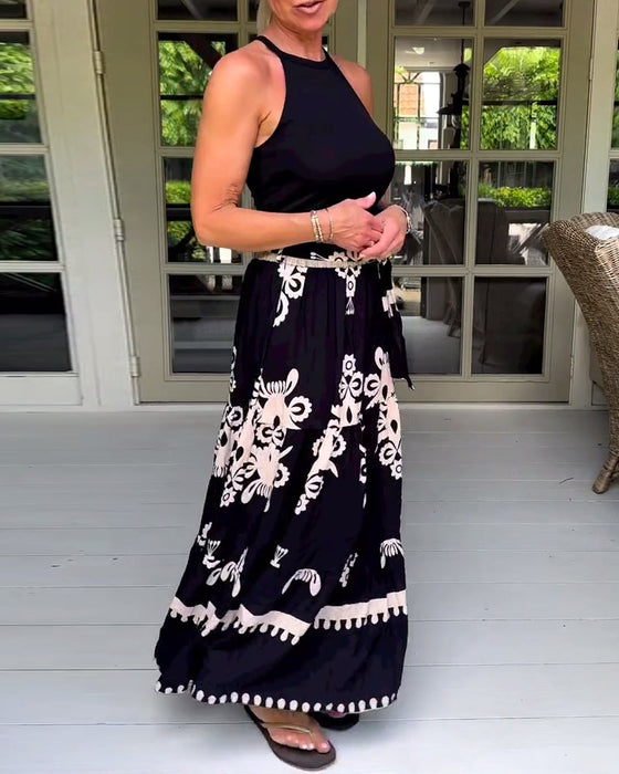 Stylowa elegancka spódnica z nadrukiem