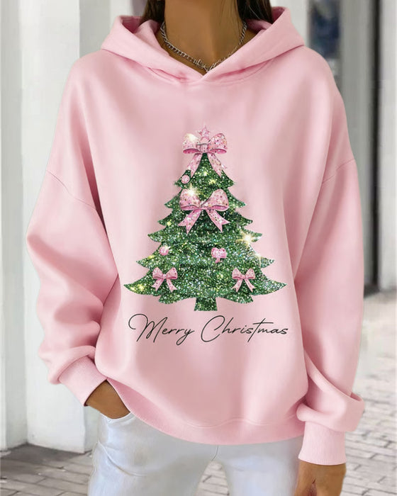 Bluza Z Kapturem Casual Świąteczny Nadruk
