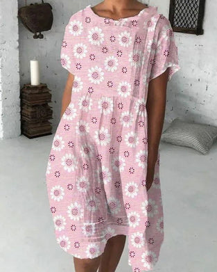 Sukienka midi w słoneczniki wydrukować