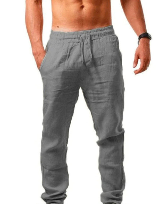 Męskie spodnie z lnu i bawełny