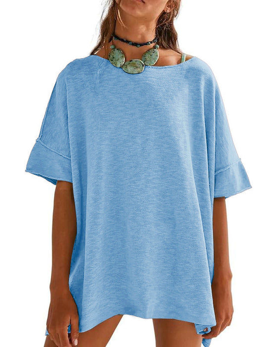 T-Shirt Jednokolorowy Patchwork Półrękaw