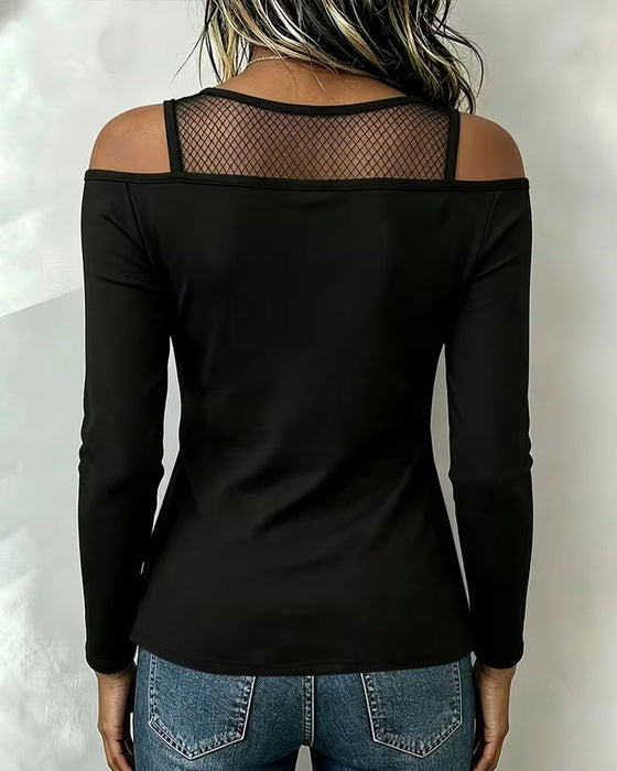 Top Mesh Zamek Błyskawiczny Nieregularny