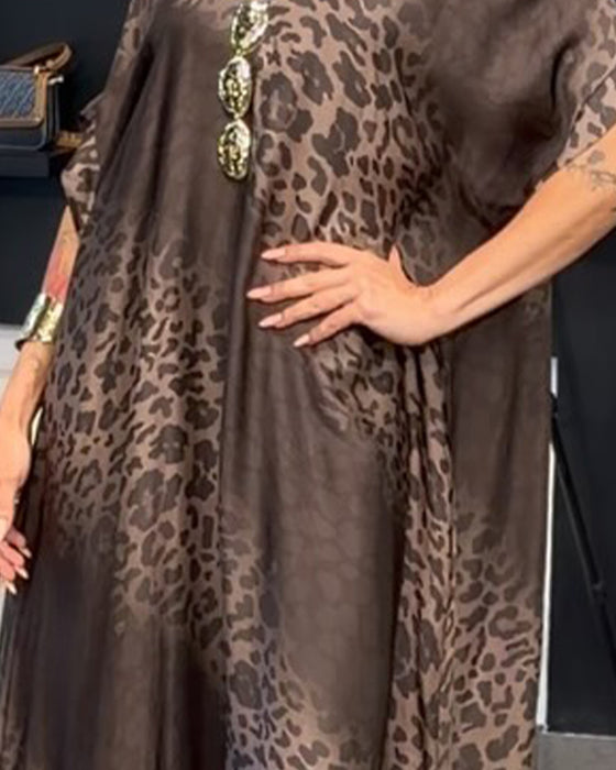 Sukienka Gradient V-Neck Leopard Print