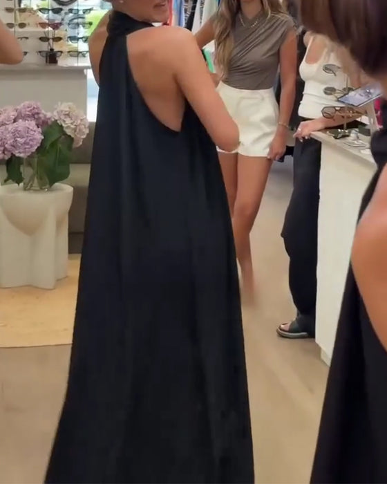 Sukienka Elegancka Bez Rękawów Podłogowa