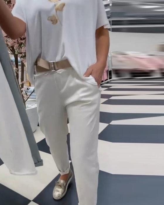 Spodnie w czystych kolorach i casual stylu