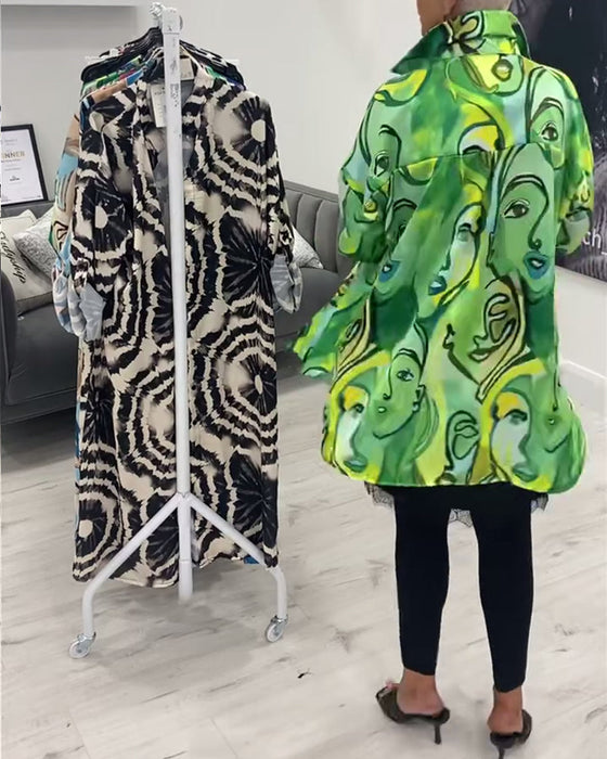 Koszula z guzikami i nadrukiem twarzy