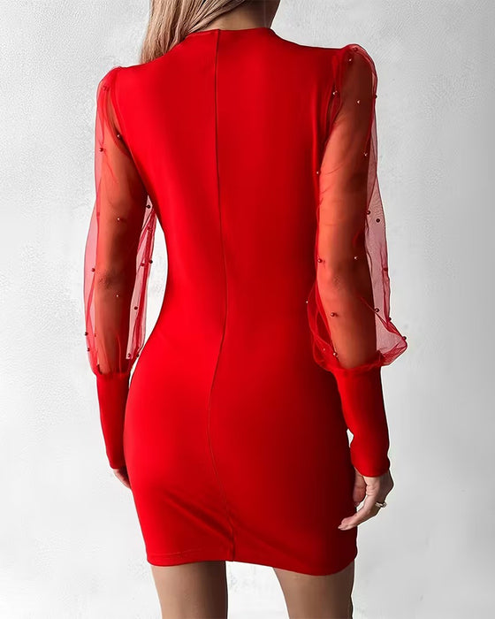 Sukienka Mesh Dekolt V Moda Patchwork