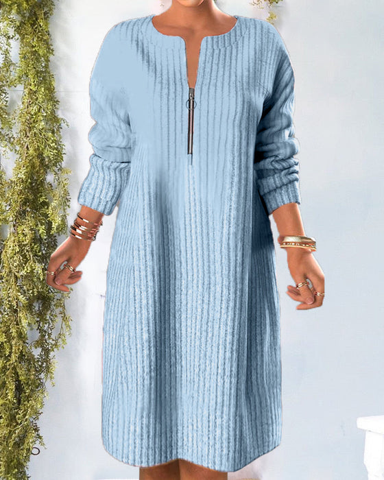 Jednokolorowa sukienka z zamkiem błyskawicznym