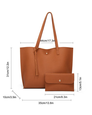 Torba na ramię o dużej pojemności z frędzlami w jednolitym kolorze