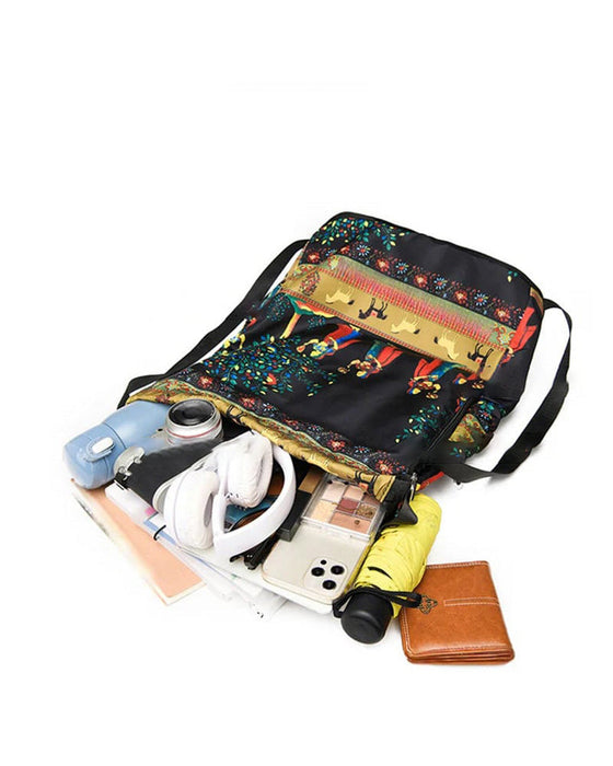 Torba na ramię ze ściągaczem w stylu etnicznym