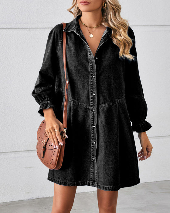 Sukienka Denim Patchwork Długi Rękaw