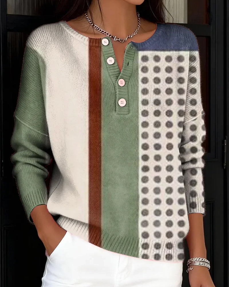 Pullover Z Długimi Rękawami I Wzorem Color Block