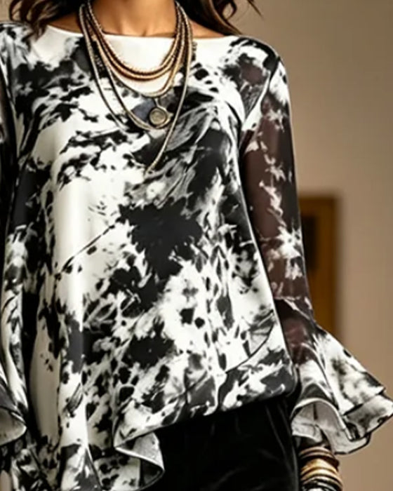 Bluzka Atrament Tie-Dye Ruffle