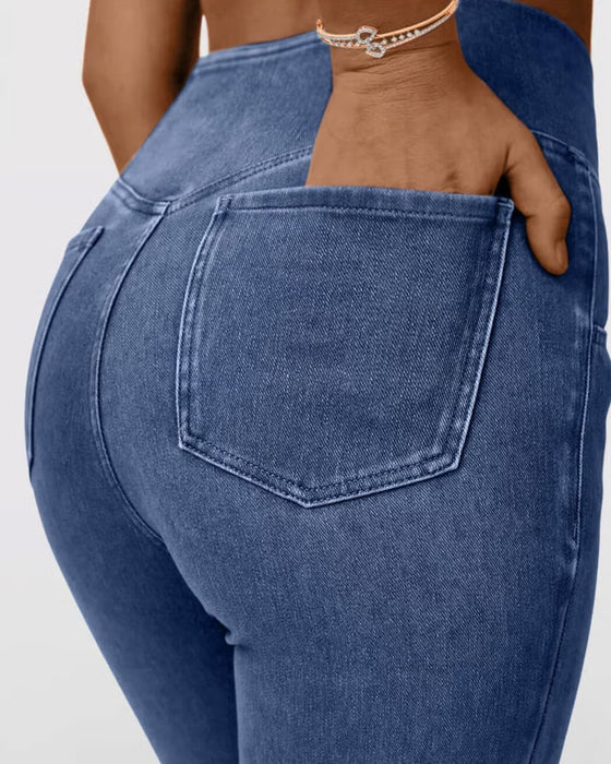 Spodnie Wysoka Rozciągliwość Moda Kieszeń Dzwon