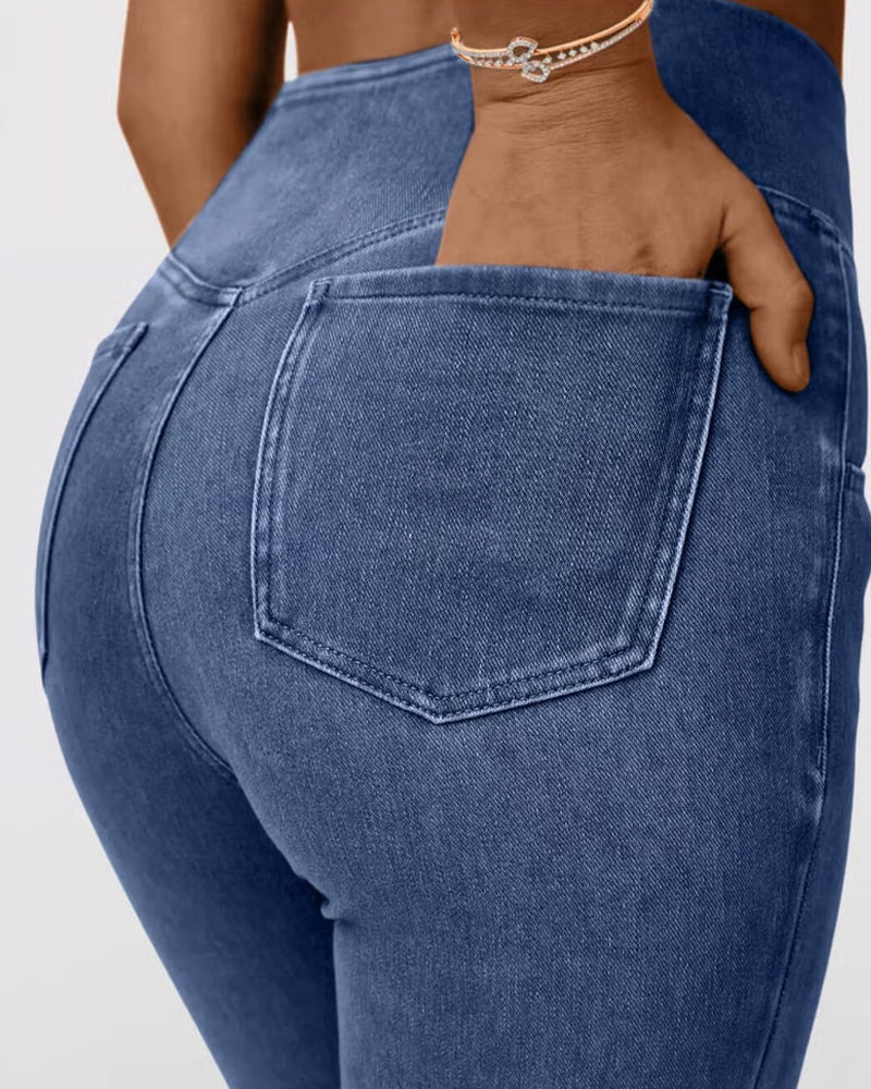 Spodnie Wysoka Rozciągliwość Moda Kieszeń Dzwon