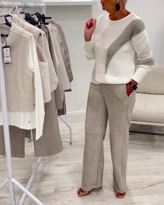 Sweter Okrągły Dekolt Wygodny Casual