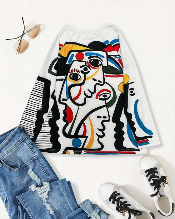 Bluzka z abstrakcyjnym nadrukiem