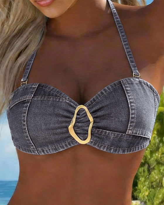 Bikini Podwiązka Metalowa Klamra Dwuczęściowy