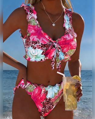 Bikinis Kwiatowy Lampart Patchwork