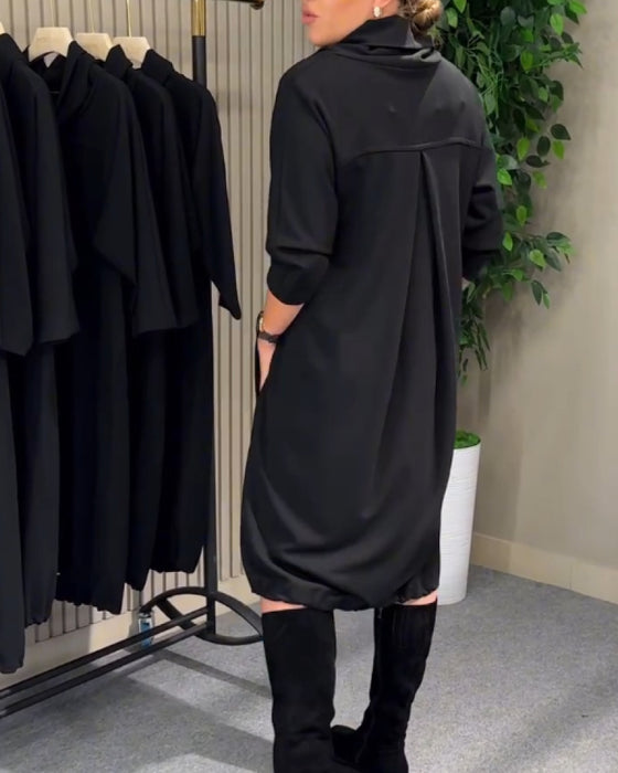 Sukienka Stylowy 3/4 Rękaw Kapturek