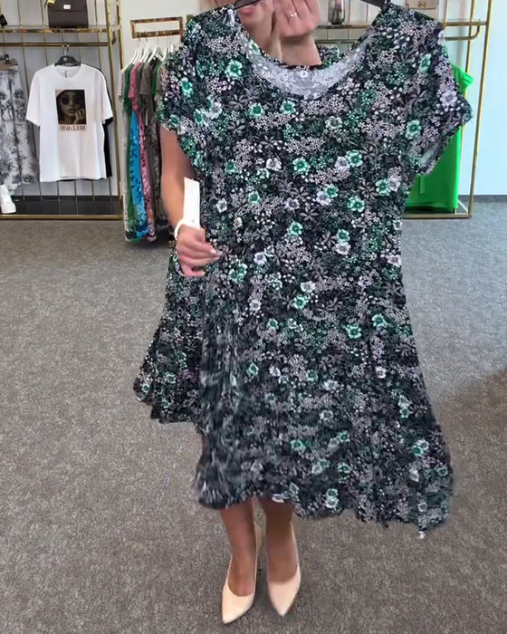 Sukienka Elegancka Wysmukła Talia Drukowana