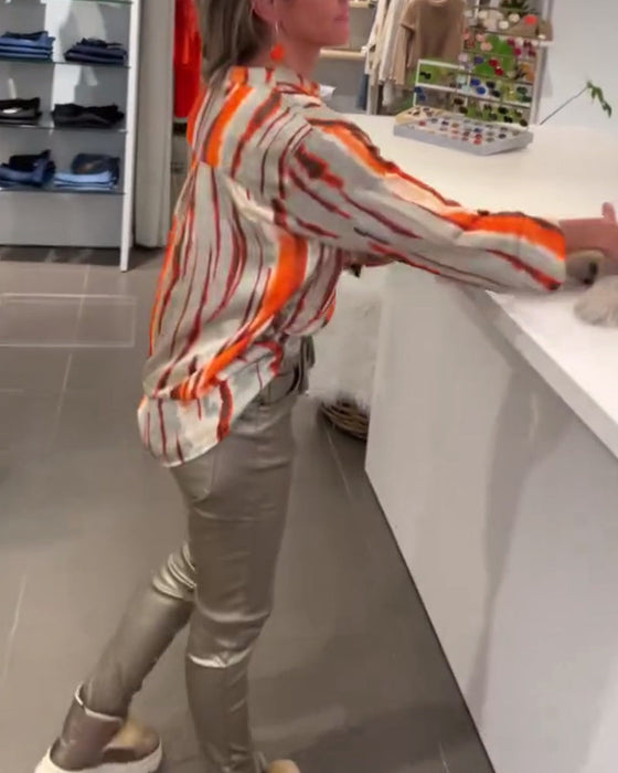 Bluzka z długim rękawem i nadrukiem w paski