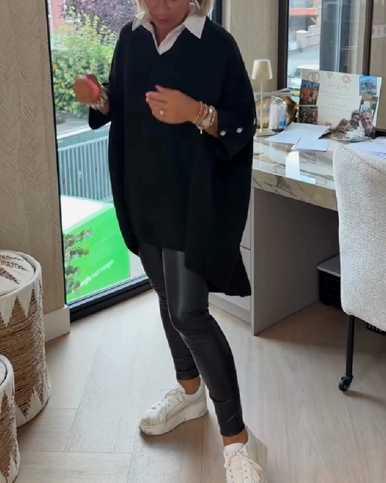 Sweter Z Cechami Dekoltu W Formie V, Przycisków I Asymetrycznej Budowy