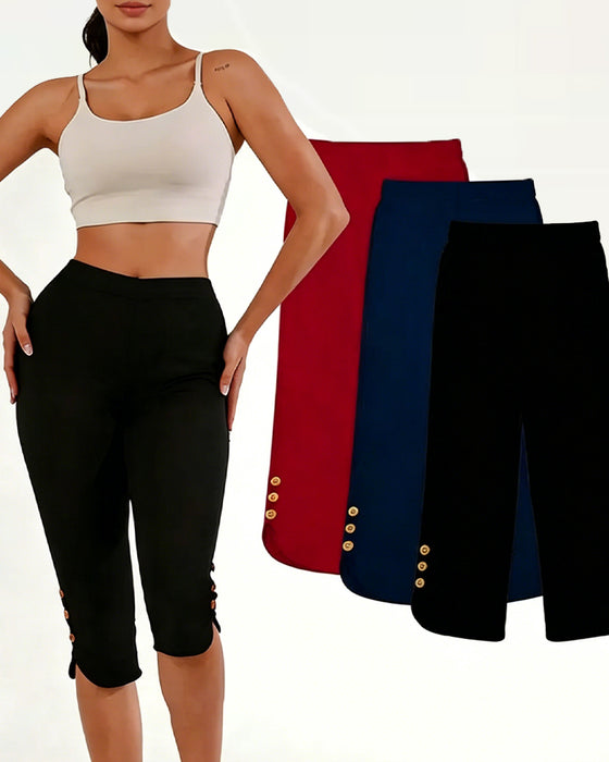 Legginsy Jednokolorowe Slim-Fit Skrócone