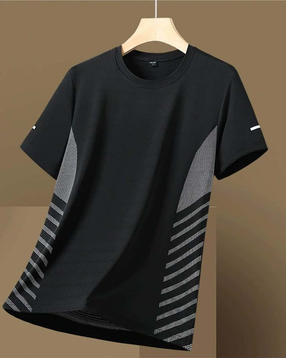 T-Shirt Boczny Pasek Męski Jedwab Lodowy