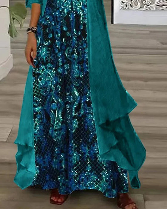 Set V-Szyjka Druk Nieregularny Cardigan