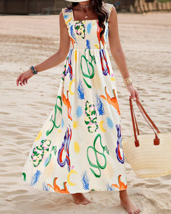 Sukienka bez rękawów w kolorowy zwierzęcy print