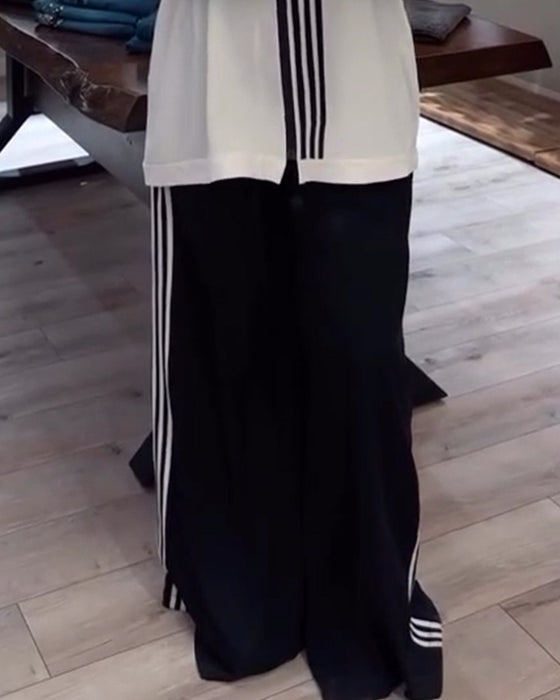 Dwuczęściowy komplet w paski z kapturem