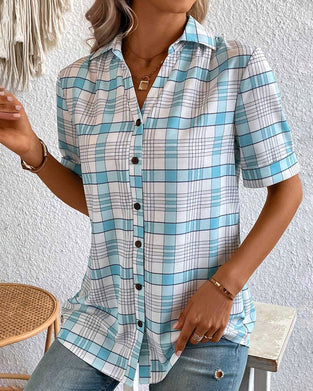 Koszulka z guzikami w kratkę