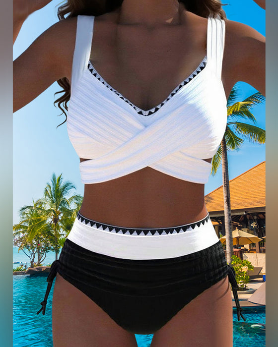 Bikini Casual Kontrastowy Kolor Szycie Dwuczęściowy