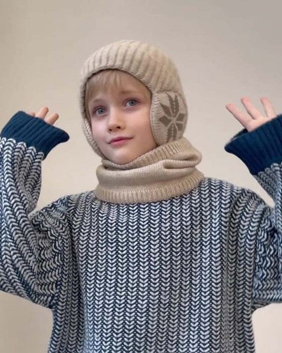 Zestaw ciepłej czapki z dzianiny z szalikiem