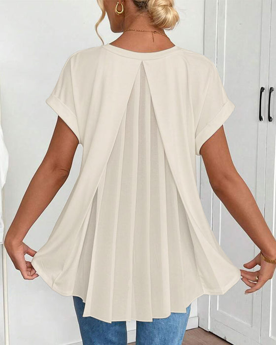 T-Shirt Z Krótkim Rękawem Jednolity Kolor Patchwork
