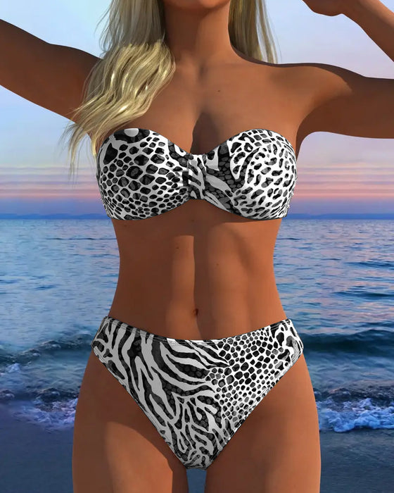 Strój Kąpielowy Seksowny Leopard Print Dwuczęściowy