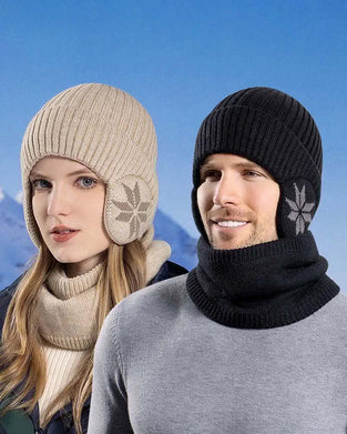 Zestaw ciepłej czapki z dzianiny z szalikiem