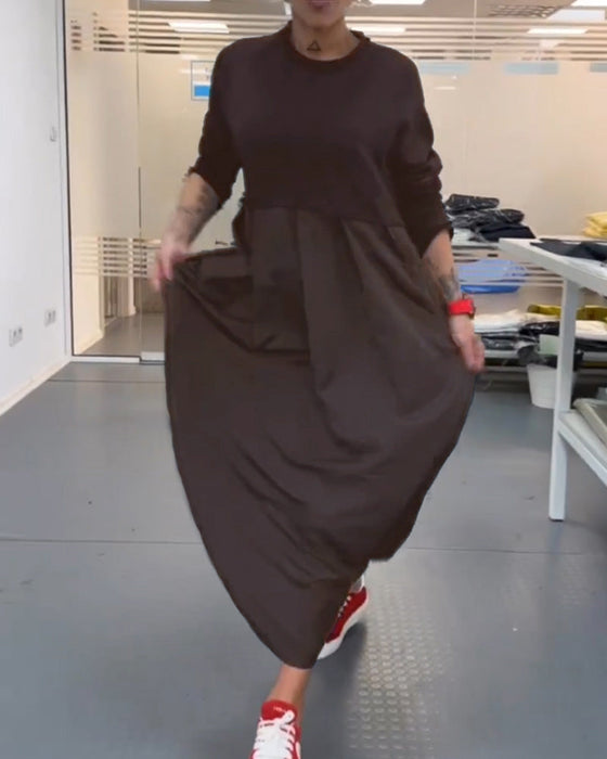 Luźna sukienka maxi w jednolitym kolorze