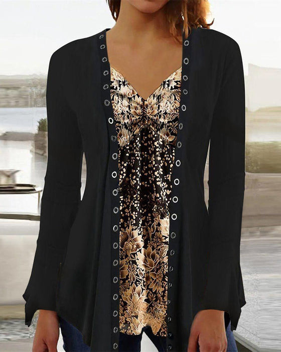 Bluzka zapinana na guziki z długim rękawem