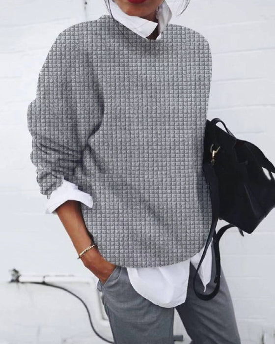 Bluza z okrągłym dekoltem w jednolitym kolorze