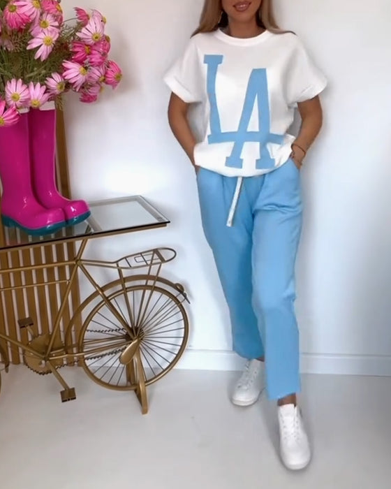 Ustaw Casual Letter Print Sports