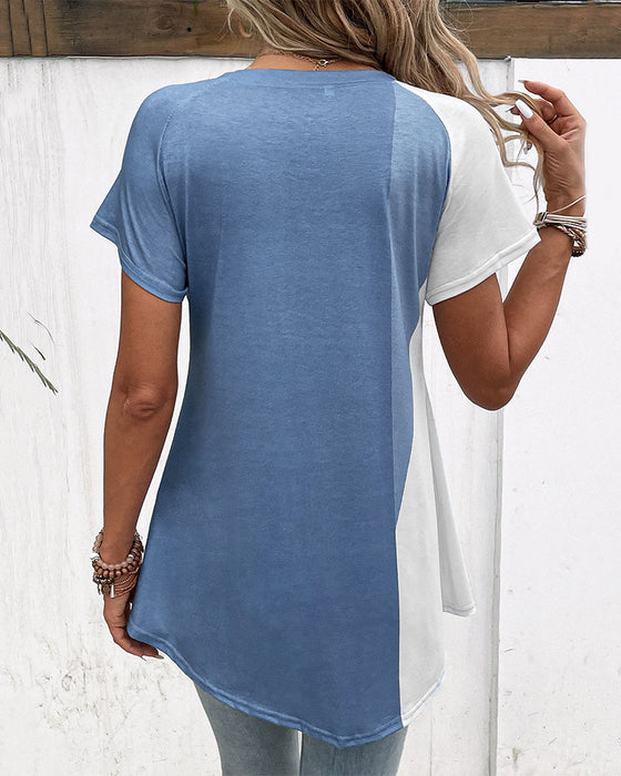 Patchworkowa koszulka w kwiecisty nadruk